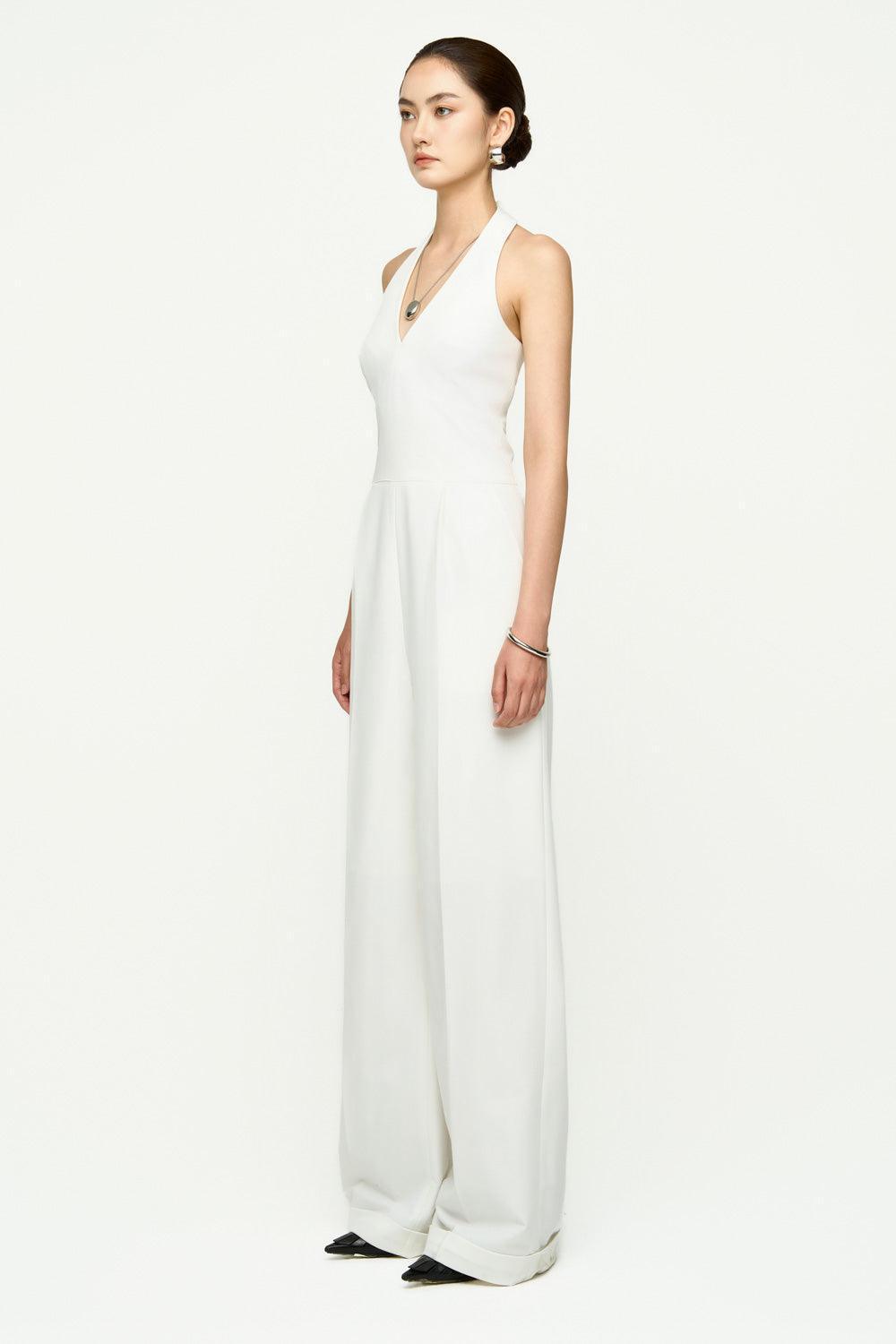 Katie Halter Side Pocket Twill Floor Length Jumpsuit - MEAN BLVD