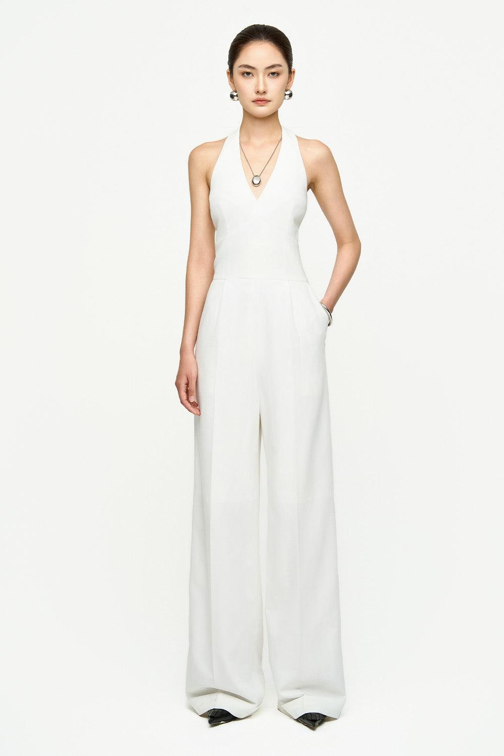 Katie Halter Side Pocket Twill Floor Length Jumpsuit - MEAN BLVD