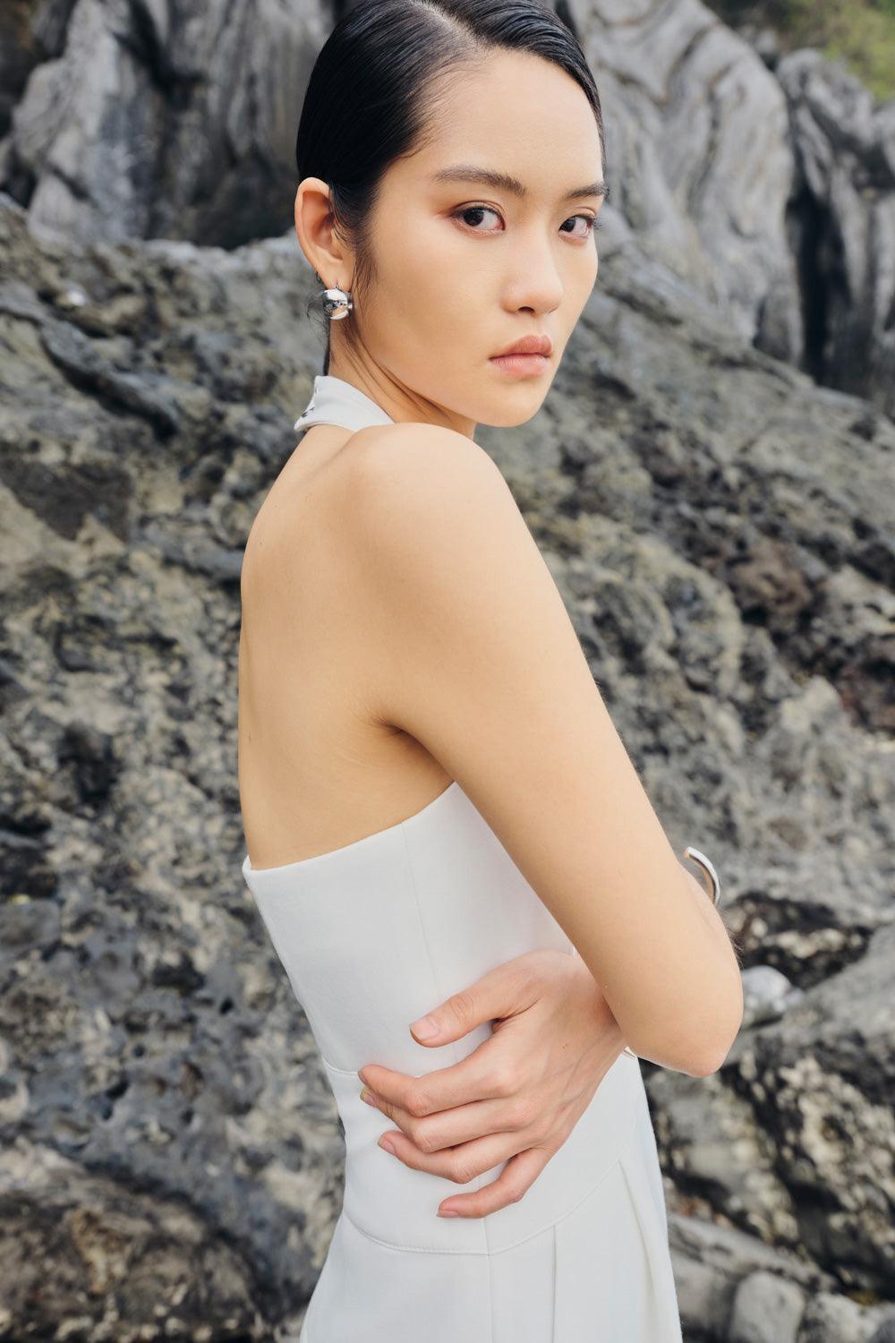 Katie Halter Side Pocket Twill Floor Length Jumpsuit - MEAN BLVD