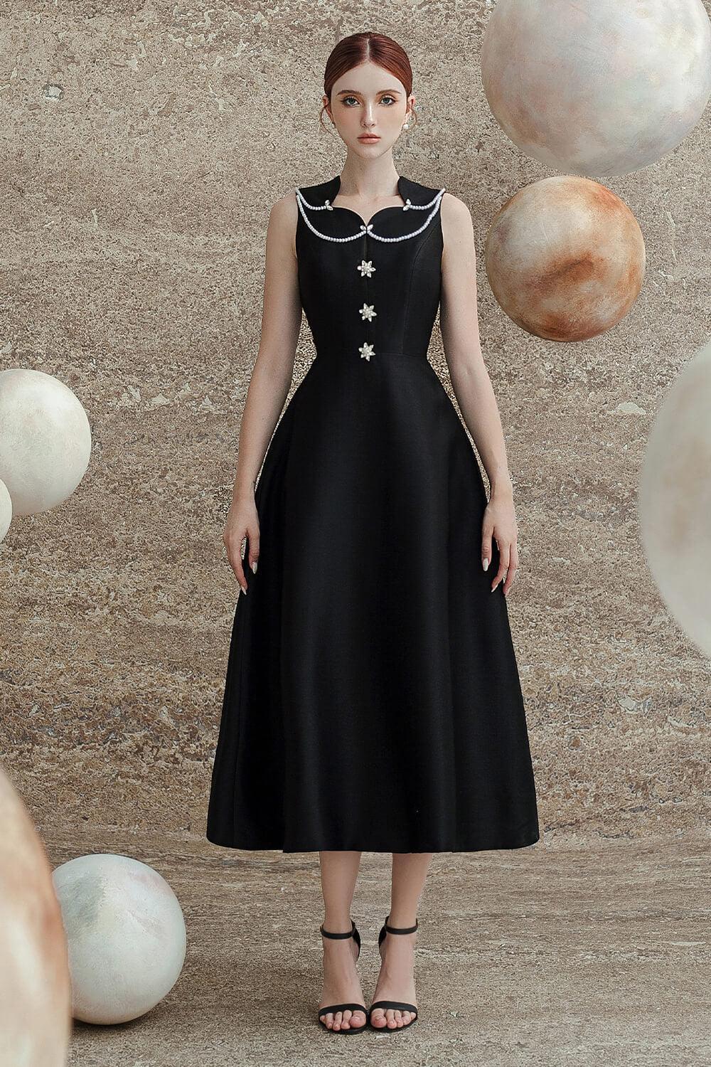 Katy A-line Sleeveless Trerena Taffeta Midi Dress - MEAN BLVD