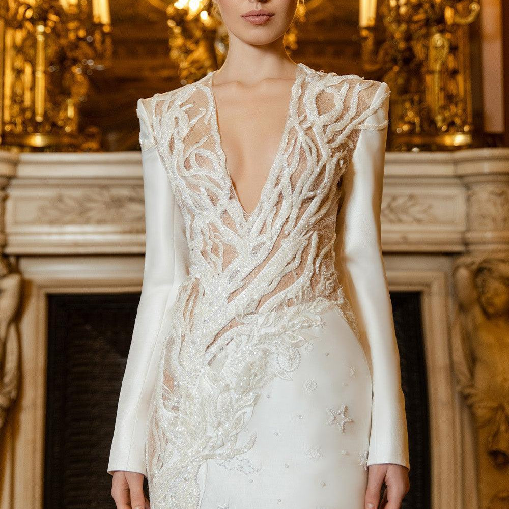 Keepsakes Sheath Square Shoulder Taffeta Floor Length Dress - MEAN BLVD