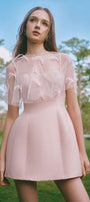Keira A-line Cape Shoulder Taffeta Mini Dress - MEAN BLVD
