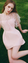 Keira A-line Cape Shoulder Taffeta Mini Dress - MEAN BLVD