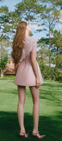 Keira A-line Cape Shoulder Taffeta Mini Dress - MEAN BLVD