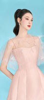Keira A-line Cape Shoulder Taffeta Mini Dress - MEAN BLVD