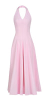 Kelly Halter Sleeveless Crepe Ankle Length Dress - MEAN BLVD