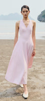 Kelly Halter Sleeveless Crepe Ankle Length Dress - MEAN BLVD