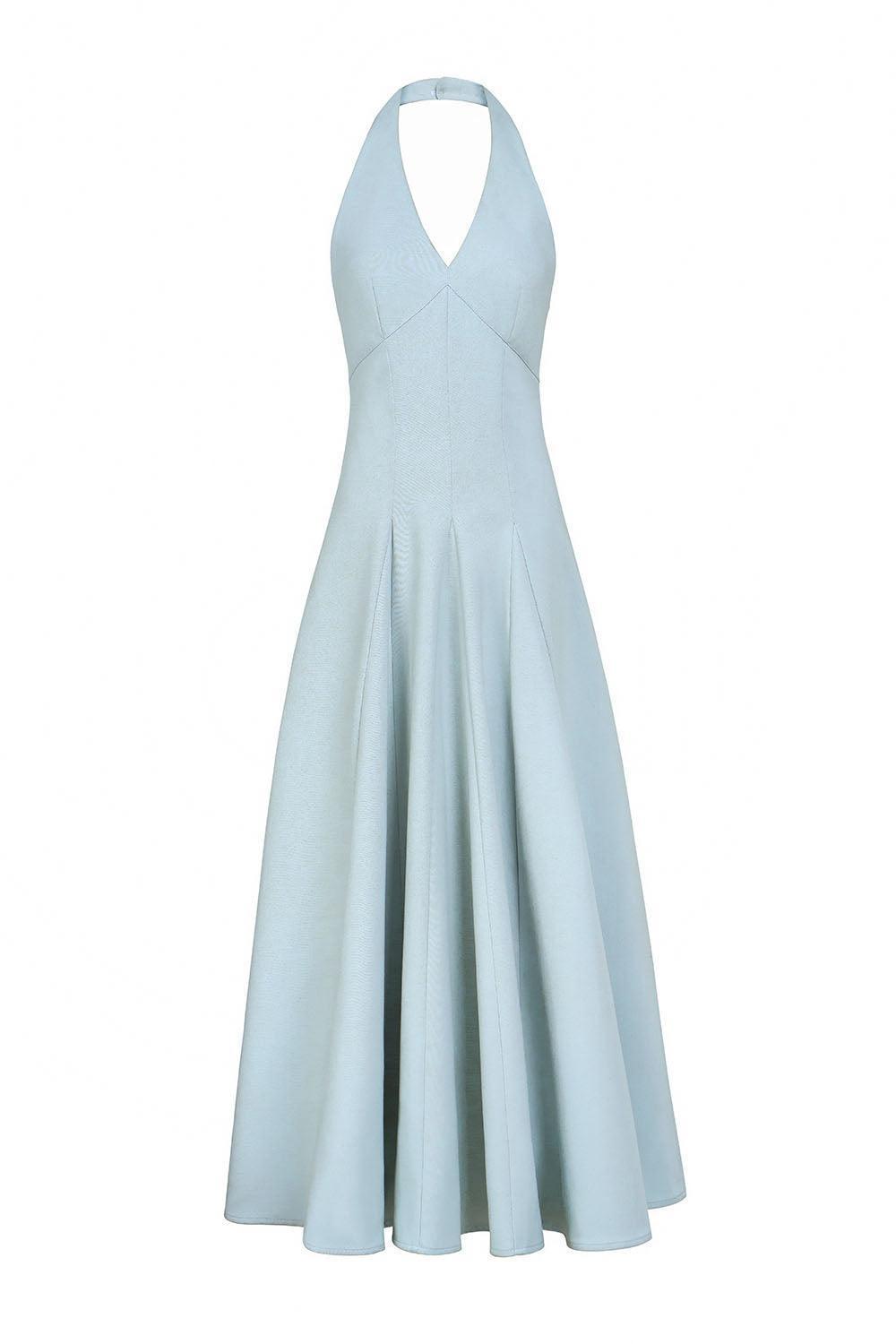 Kelly Halter Sleeveless Crepe Ankle Length Dress - MEAN BLVD