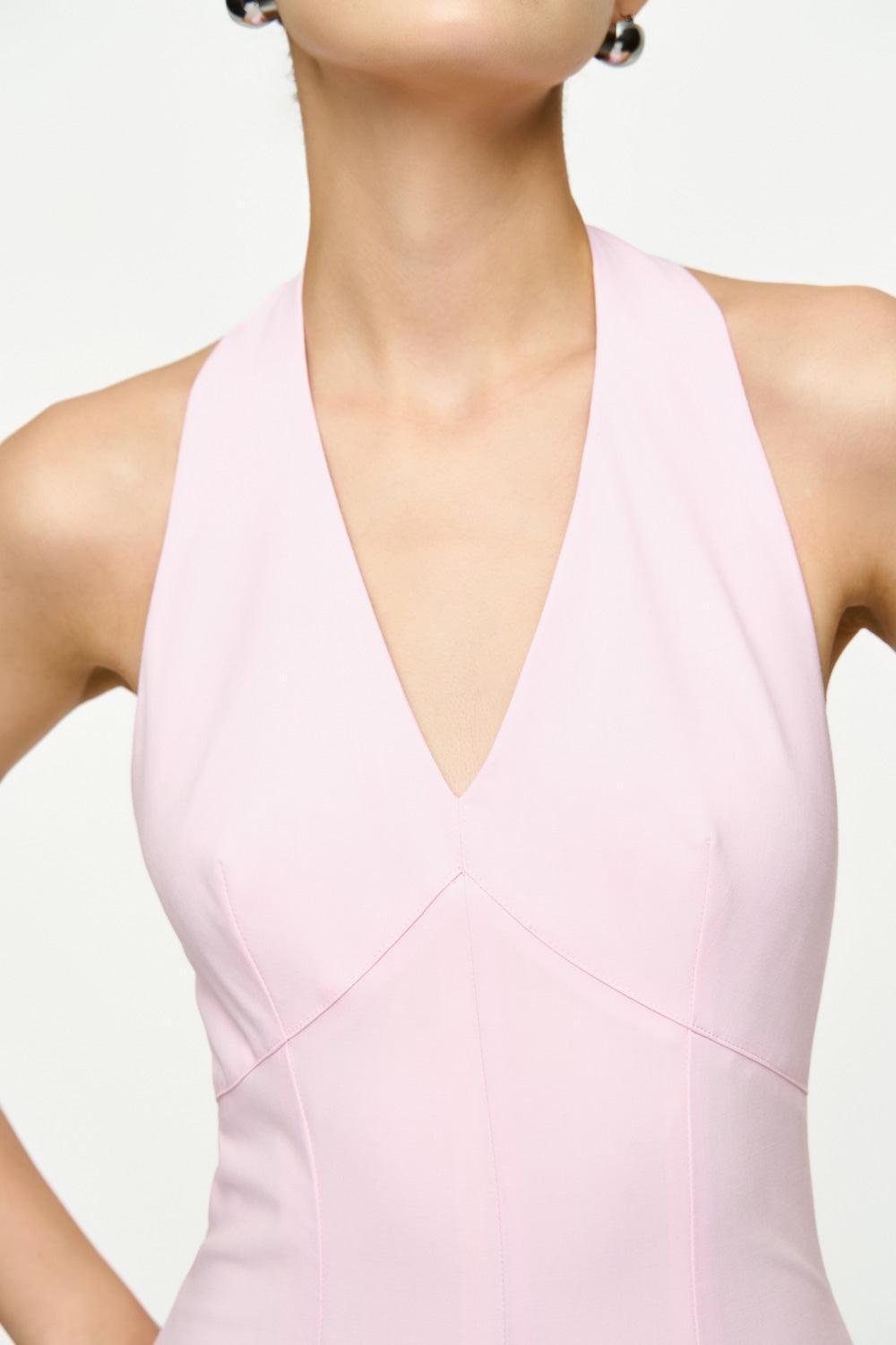 Kelly Halter Sleeveless Crepe Ankle Length Dress - MEAN BLVD