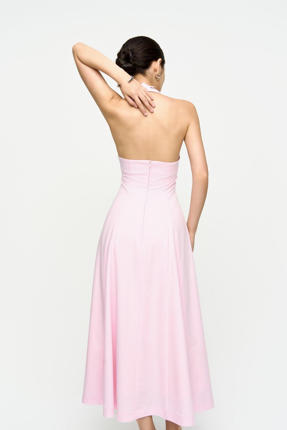 Kelly Halter Sleeveless Crepe Ankle Length Dress - MEAN BLVD