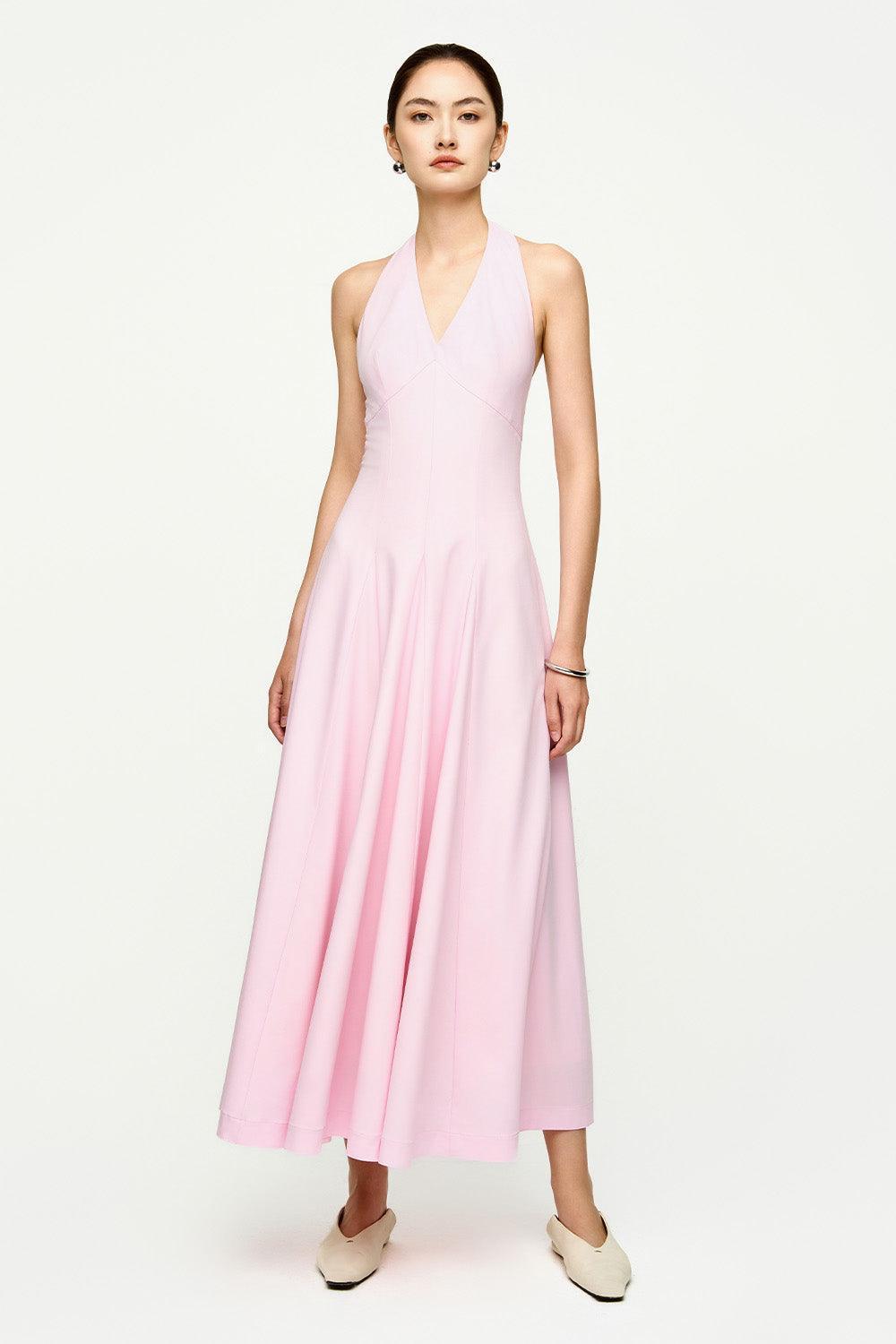 Kelly Halter Sleeveless Crepe Ankle Length Dress - MEAN BLVD