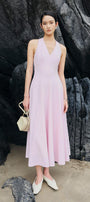 Kelly Halter Sleeveless Crepe Ankle Length Dress - MEAN BLVD