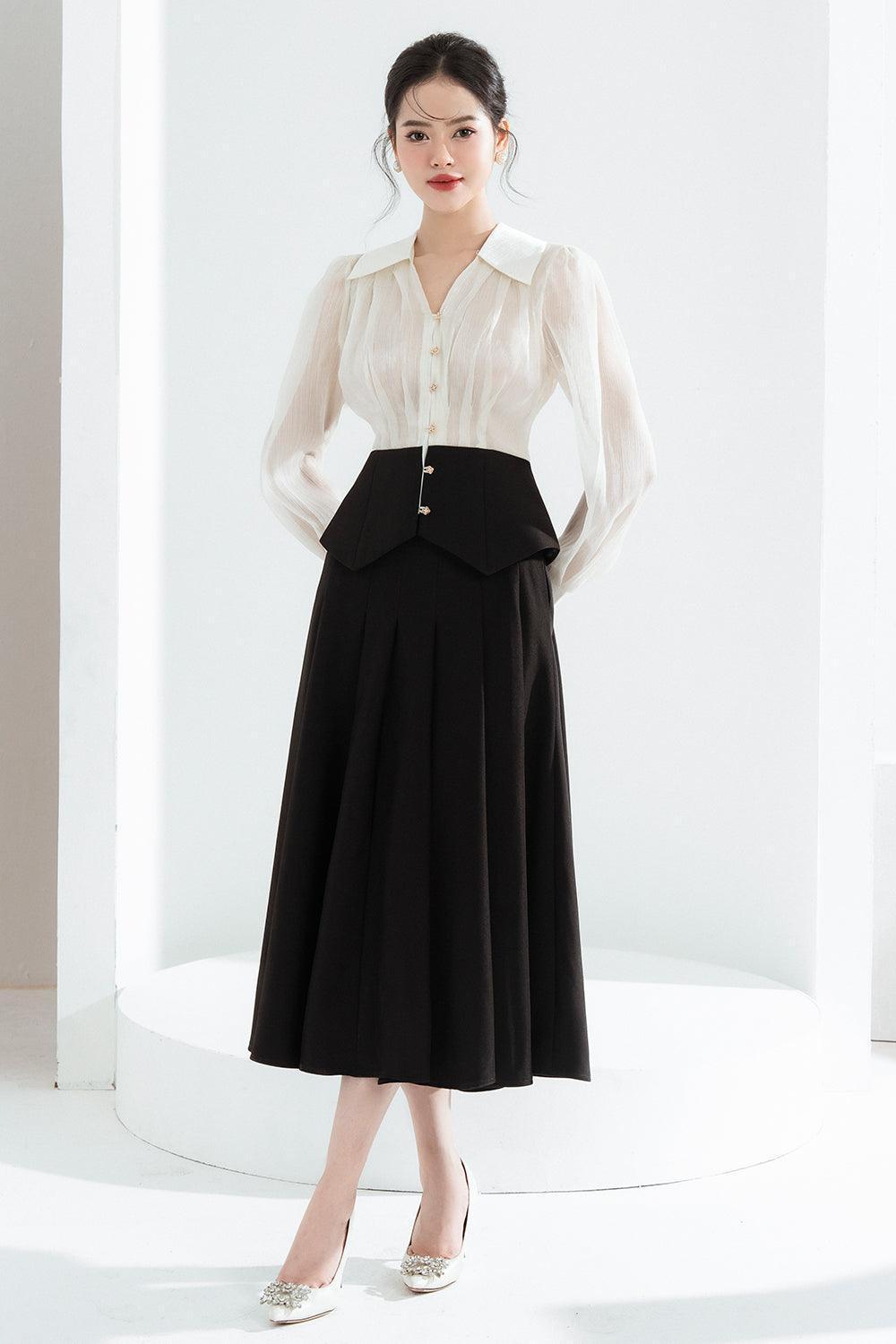Kelly Peplum Long Sleeved Chiffon Shirt - MEAN BLVD