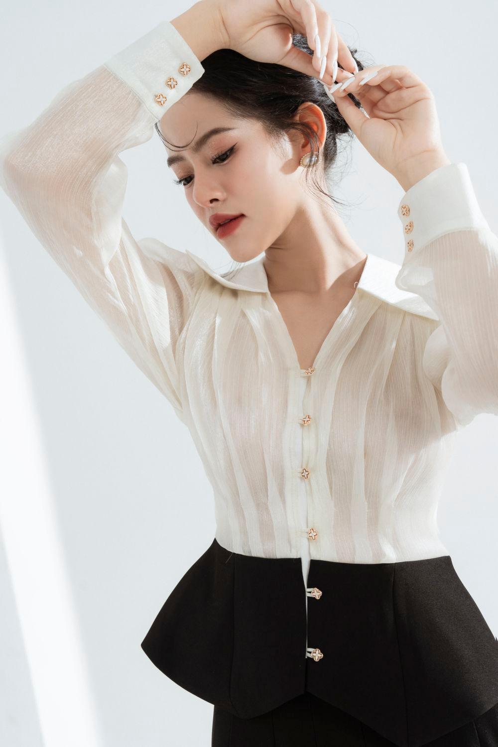 Kelly Peplum Long Sleeved Chiffon Shirt - MEAN BLVD