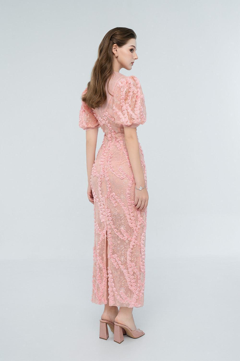 Kendall Sheath Floral Mesh Midi Dress - MEAN BLVD