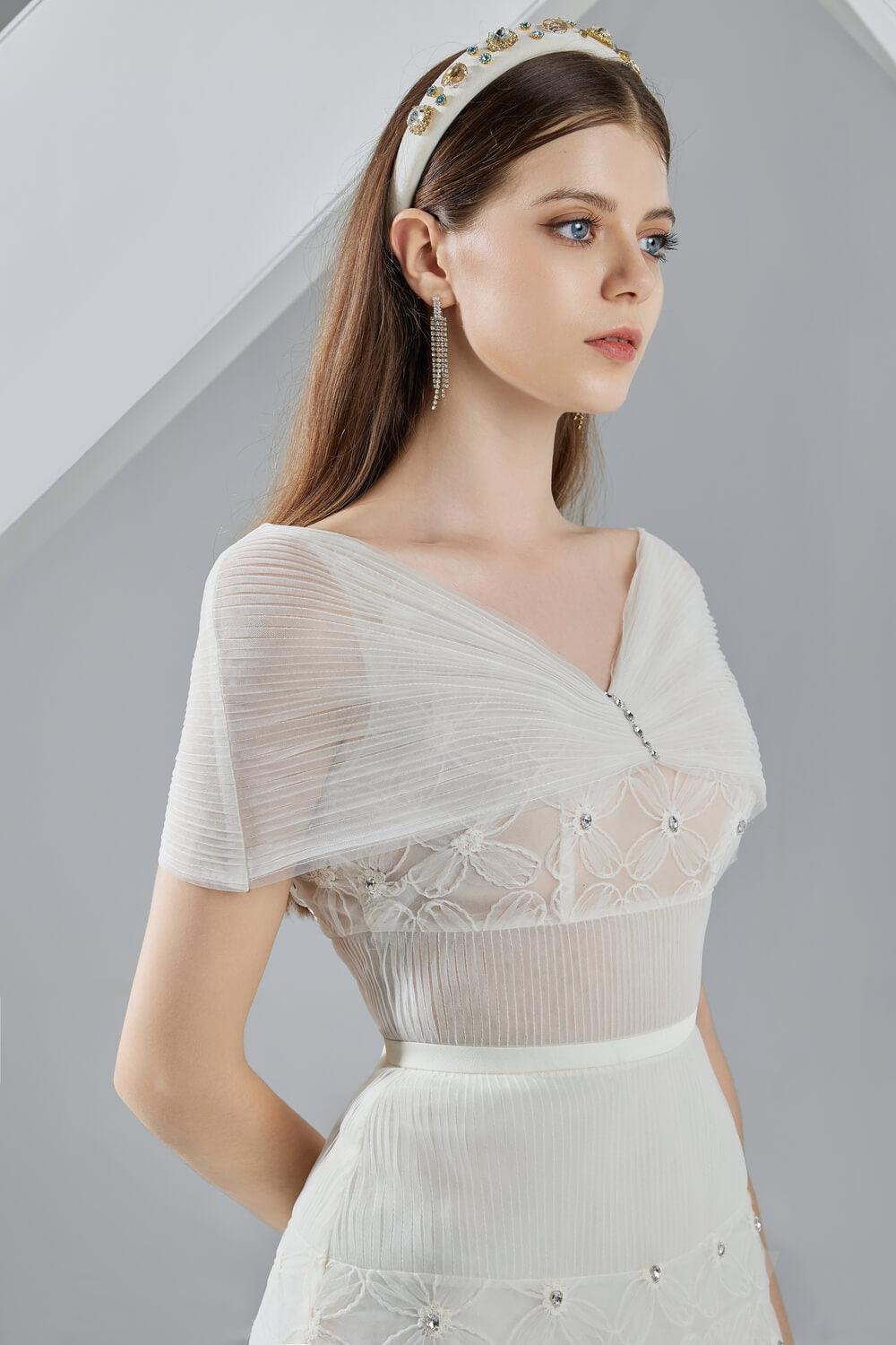 Kenna Straight Cape Sleeved Organza Midi Dress - MEAN BLVD