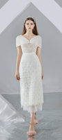 Kenna Straight Cape Sleeved Organza Midi Dress - MEAN BLVD