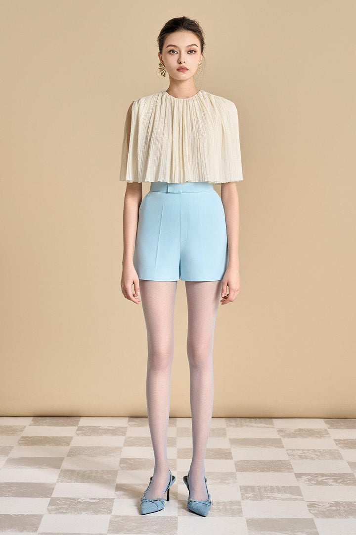 Kennedi Straight High Waist Polyester Mini Shorts - MEAN BLVD