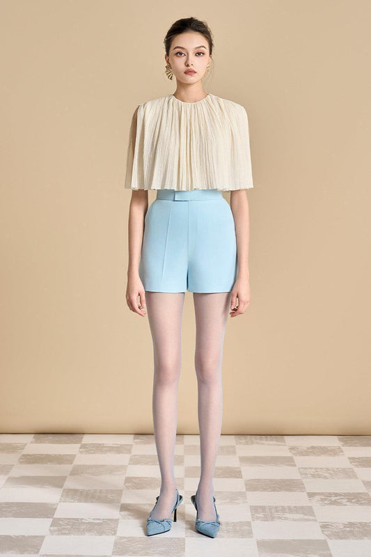 Kennedi Straight High Waist Polyester Mini Shorts - MEAN BLVD