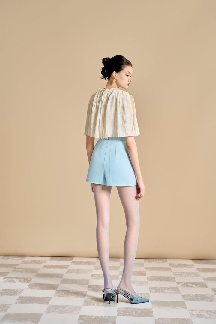 Kennedi Straight High Waist Polyester Mini Shorts - MEAN BLVD