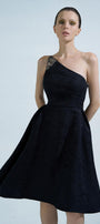 Kenzie Fit and Flare One Shoulder Brocade Knee-length Dress - MEAN BLVD