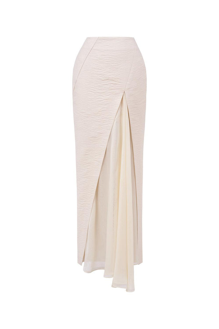 Khiet Trumpet Side Slit Silk Linen Maxi Skirt - MEAN BLVD