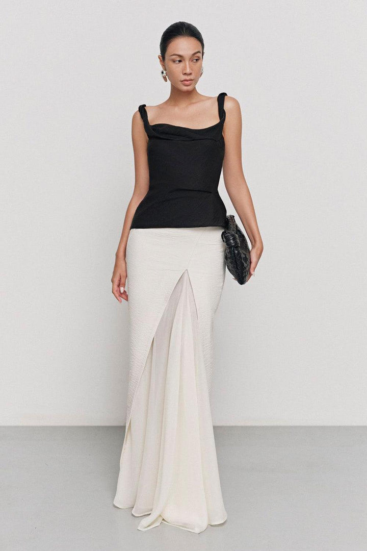 Khiet Trumpet Side Slit Silk Linen Maxi Skirt - MEAN BLVD