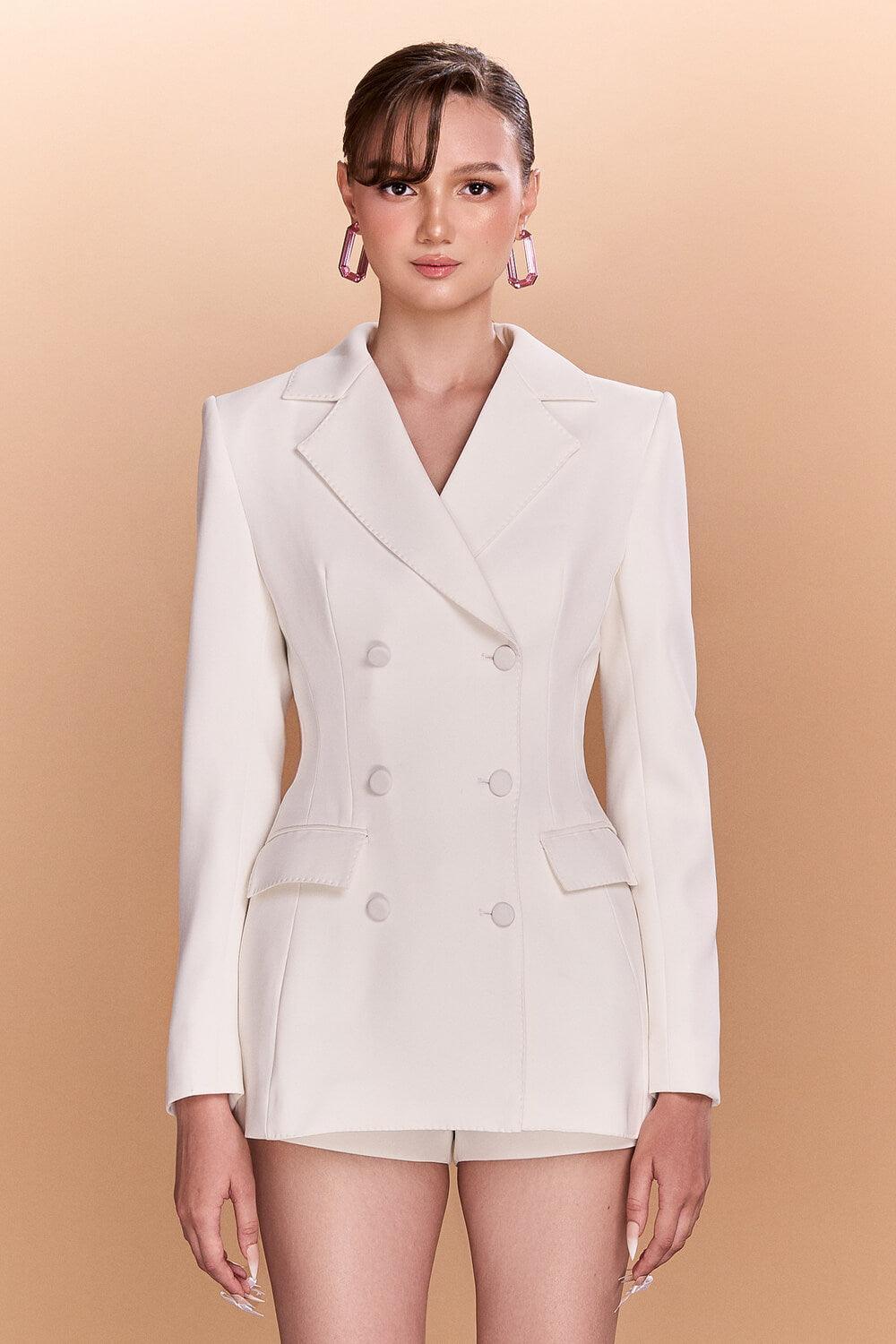 Kiara Sheath Double Breasted Crepe Blazer - MEAN BLVD
