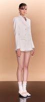 Kiara Sheath Double Breasted Crepe Blazer - MEAN BLVD