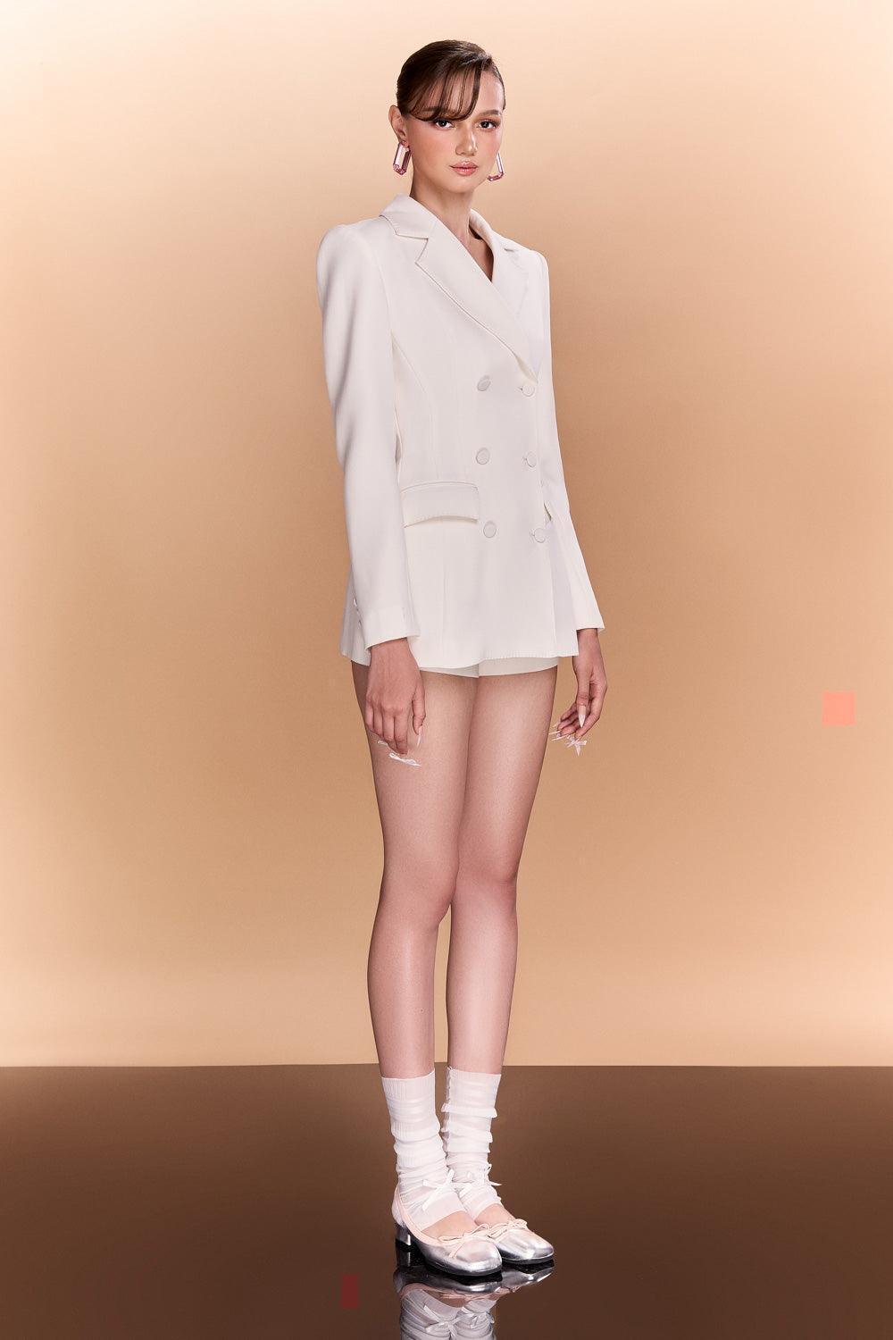 Kiara Sheath Double Breasted Crepe Blazer - MEAN BLVD