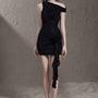 Kiera Bodycon Diagonal Neck Knitted Fabric Mini Dress - MEAN BLVD