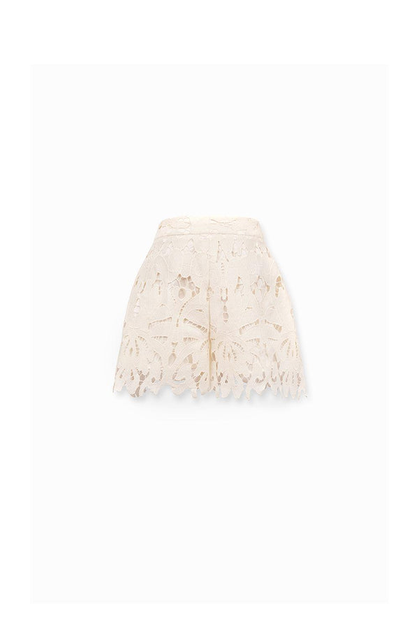 Kiera Straight High Waist Cotton Lace Mini Shorts - MEAN BLVD