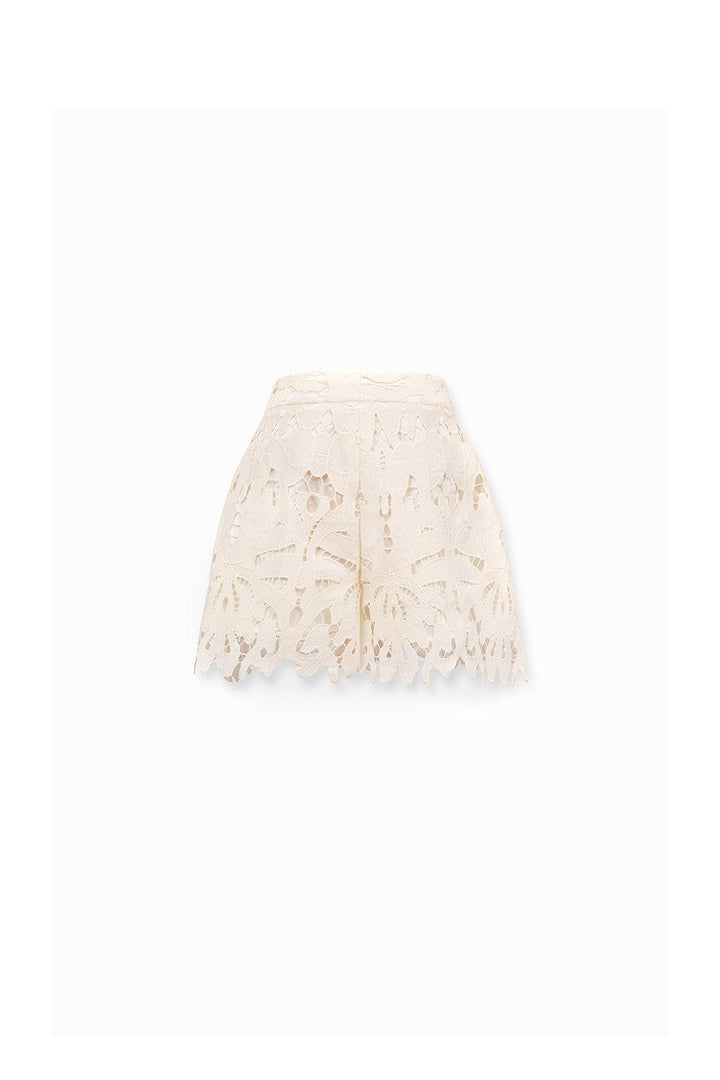 Kiera Straight High Waist Cotton Lace Mini Shorts - MEAN BLVD