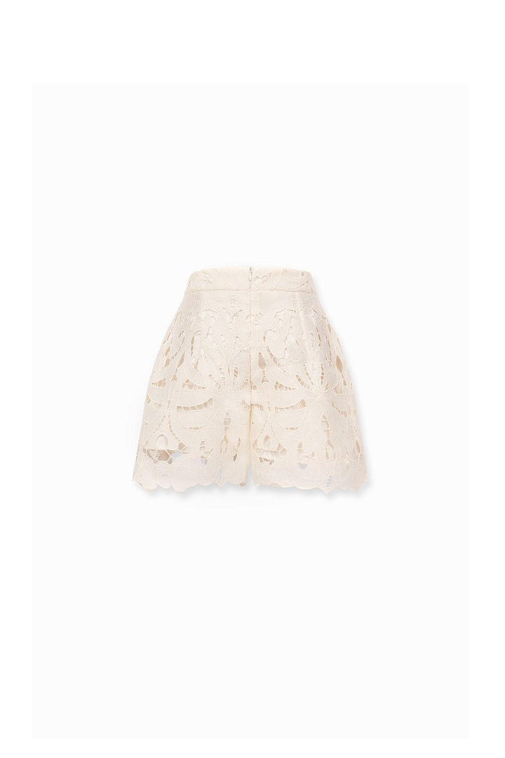 Kiera Straight High Waist Cotton Lace Mini Shorts - MEAN BLVD