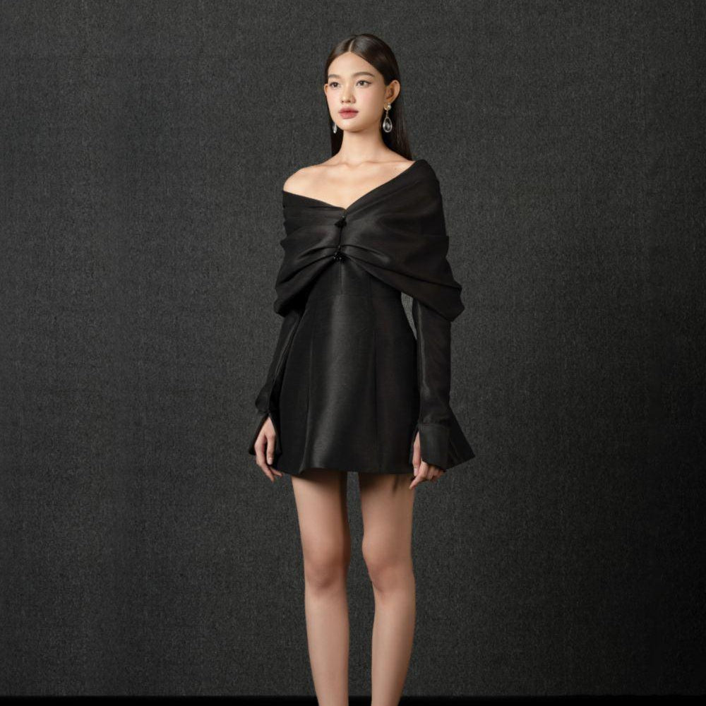 Kieran A-line Off-Shoulder Taffeta Mini Dress - MEAN BLVD