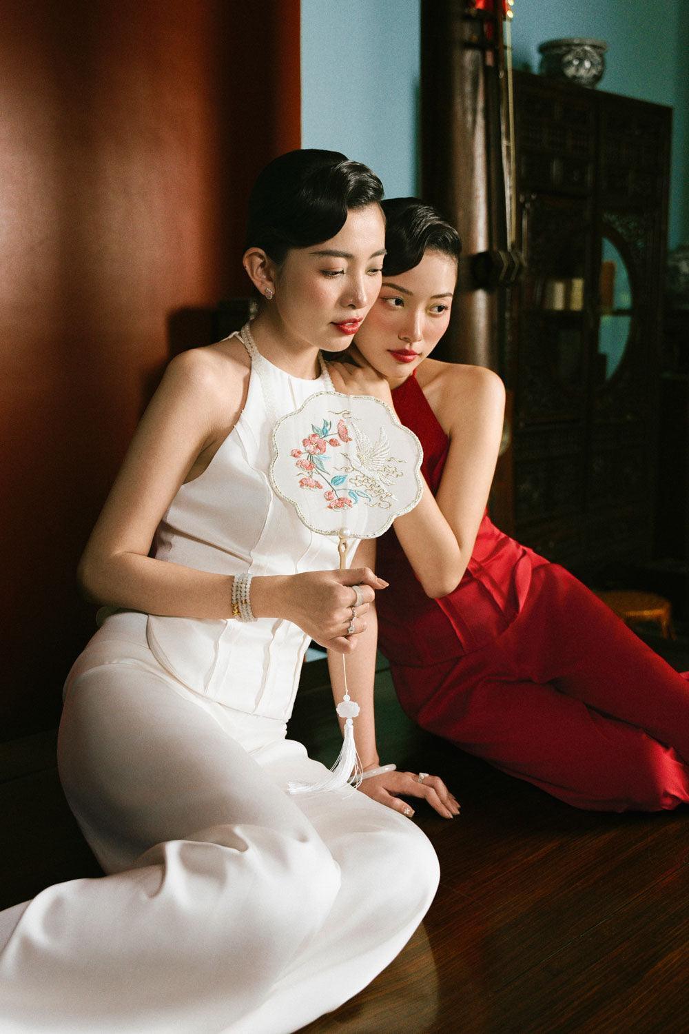 Kim Chi Straight Wide Leg Silk Floor Length Pants - MEAN BLVD