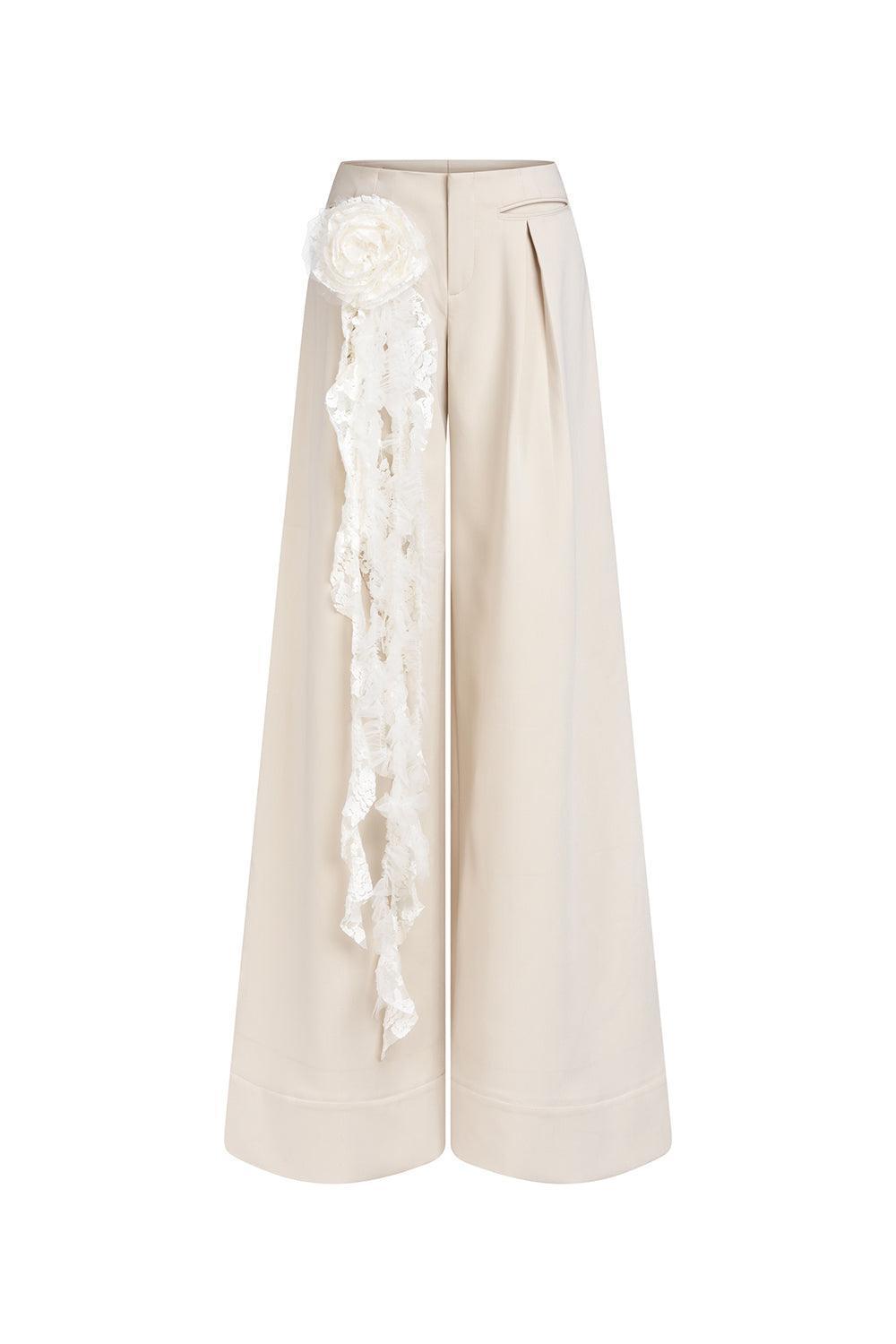 Kinley Flared Pleated Wool Floor Length Pants - MEAN BLVD