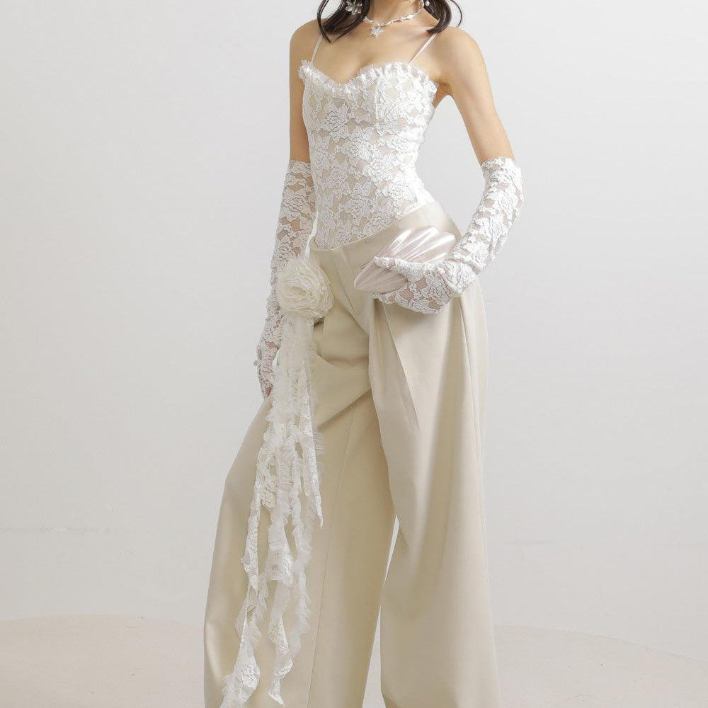 Kinley Flared Pleated Wool Floor Length Pants - MEAN BLVD