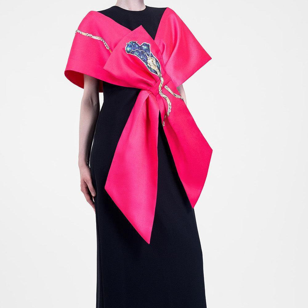 Knot Straight Cape Sleeved Twill Cotton Maxi Dress - MEAN BLVD