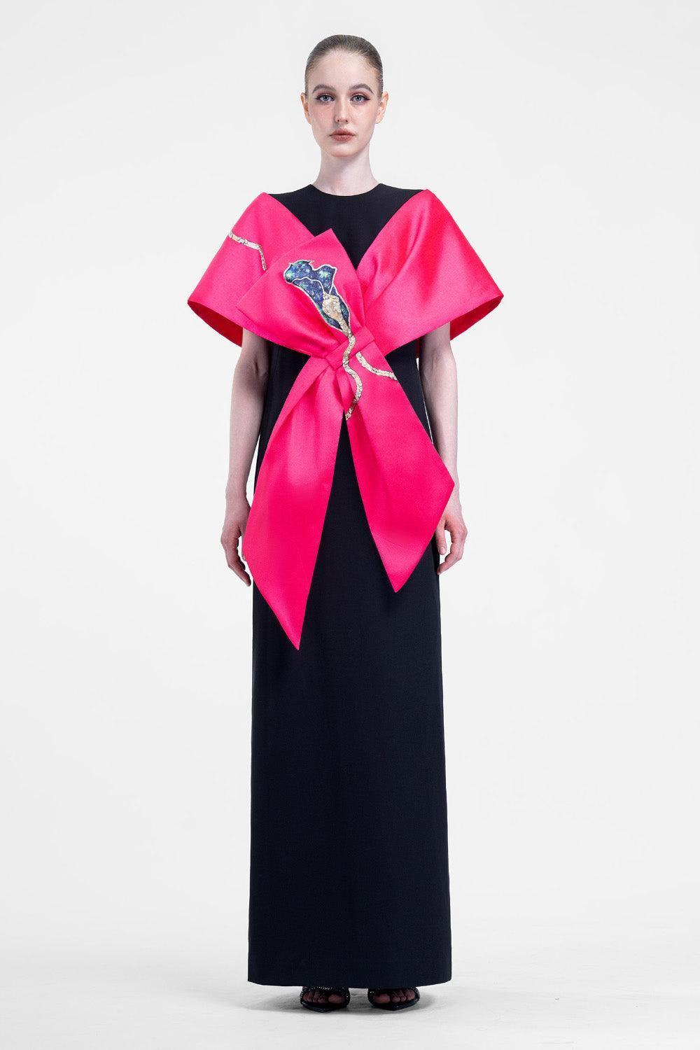 Knot Straight Cape Sleeved Twill Cotton Maxi Dress - MEAN BLVD