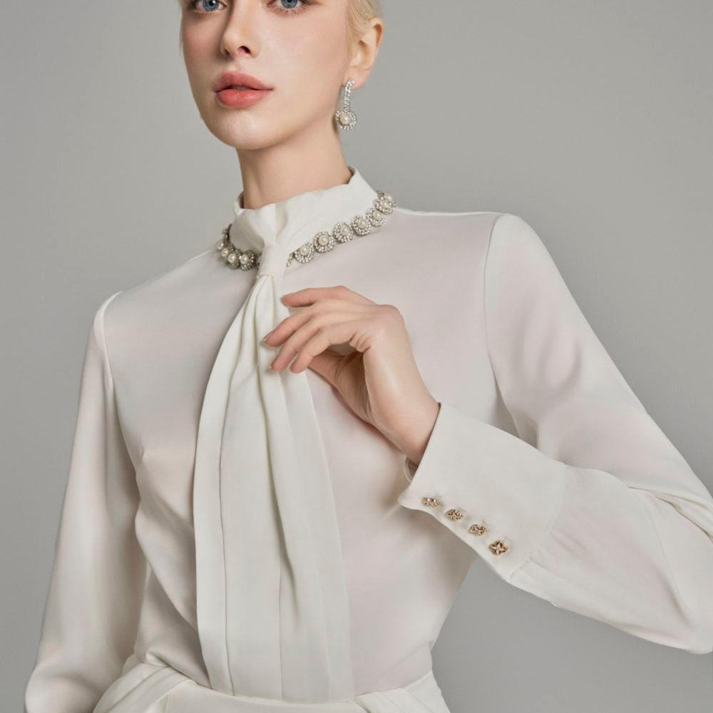 Kori Straight Cuff Sleeved Silk Top - MEAN BLVD