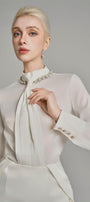 Kori Straight Cuff Sleeved Silk Top - MEAN BLVD
