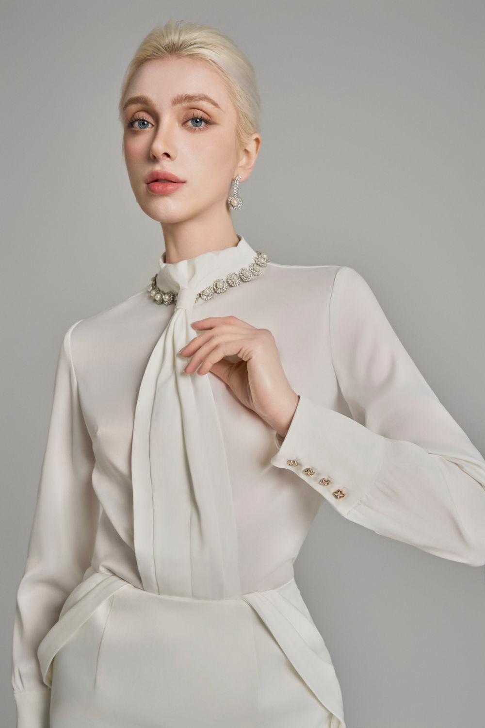 Kori Straight Cuff Sleeved Silk Top - MEAN BLVD