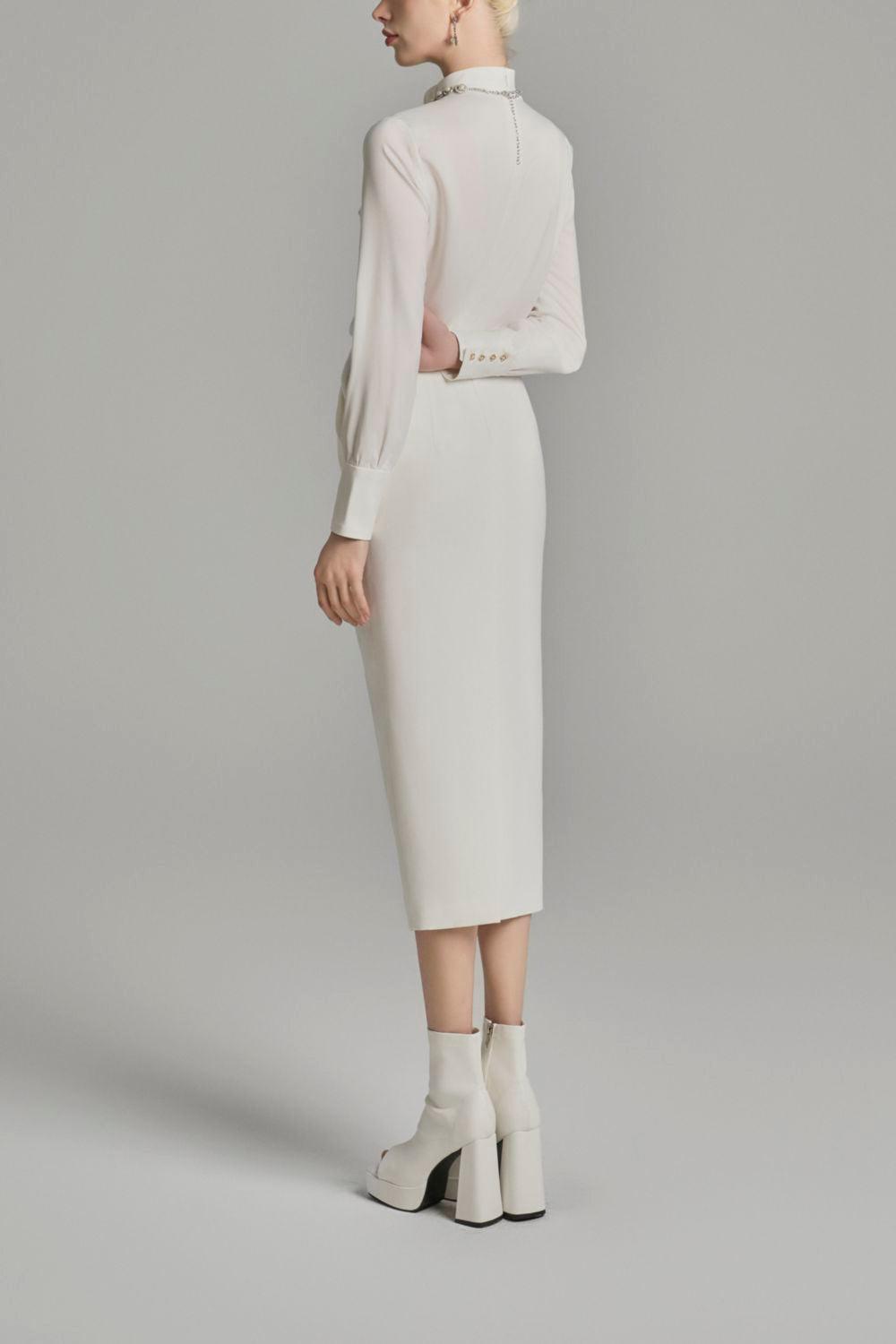 Kori Straight Cuff Sleeved Silk Top - MEAN BLVD