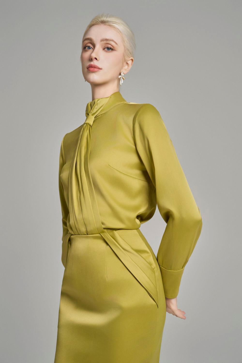 Kori Straight Cuff Sleeved Silk Top - MEAN BLVD