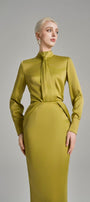Kori Straight Cuff Sleeved Silk Top - MEAN BLVD