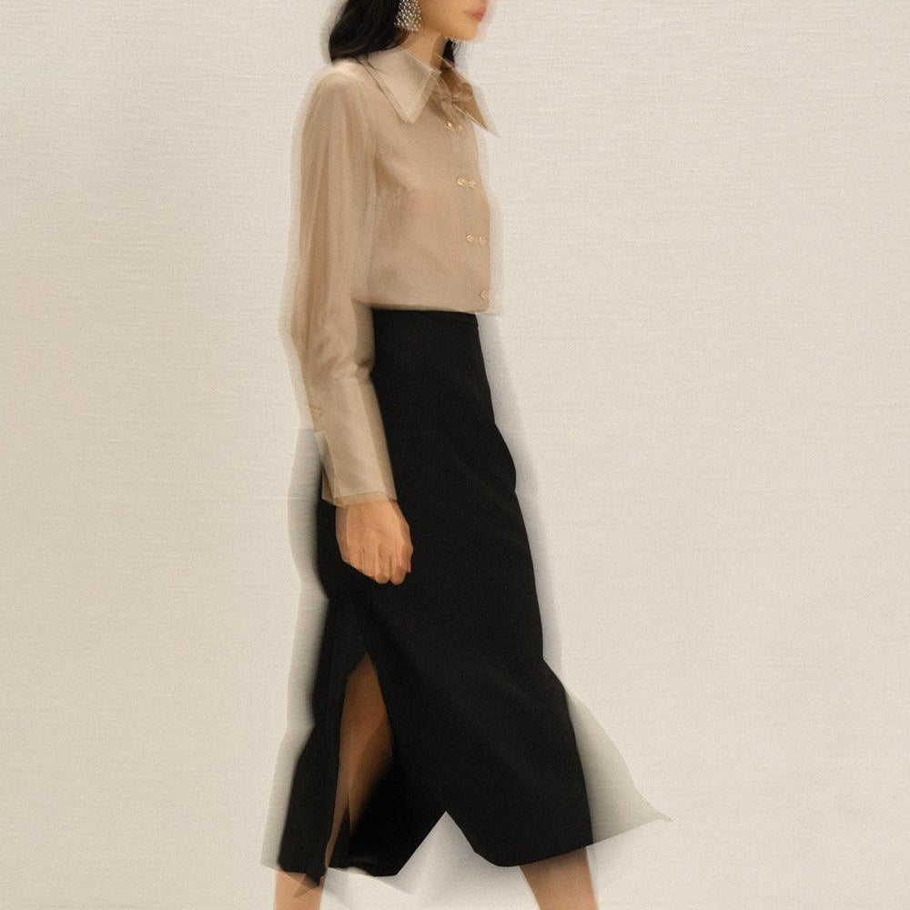Kress Pencil Side Slit Polycotton Midi Skirt - MEAN BLVD