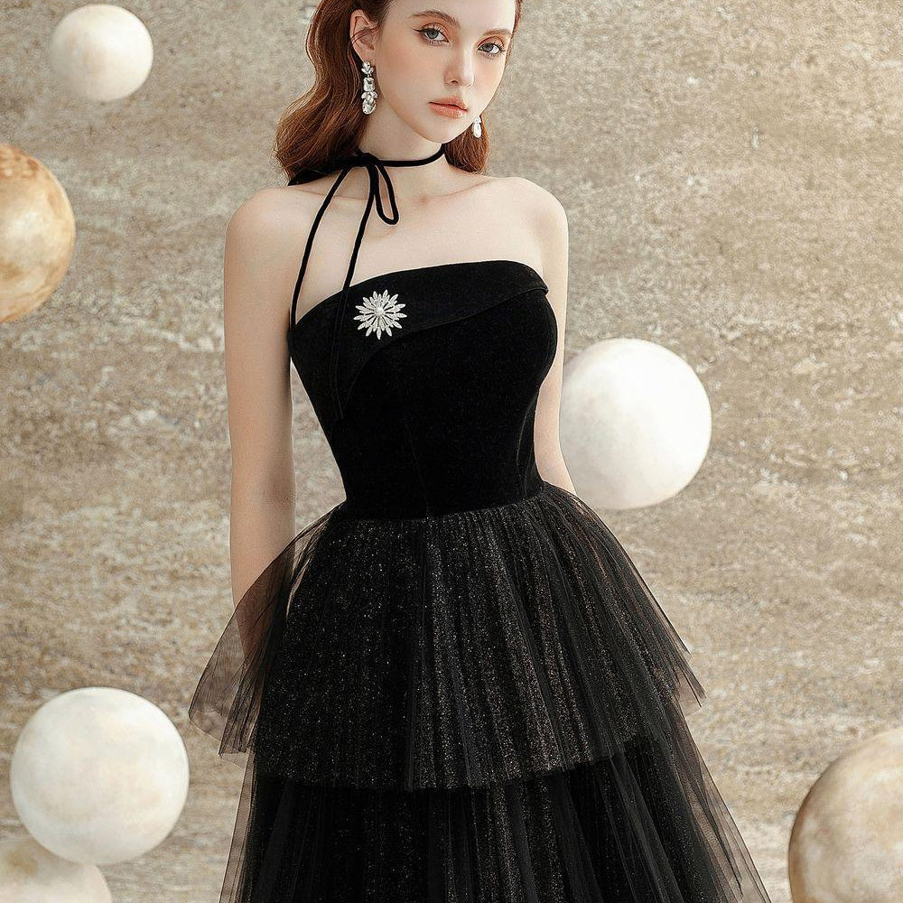 Krystal Layered Straight Across Neck Tulle Midi Dress - MEAN BLVD