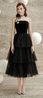 Krystal Layered Straight Across Neck Tulle Midi Dress - MEAN BLVD