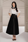 Kyla A-line High Waist Taffeta Midi Skirt - MEAN BLVD